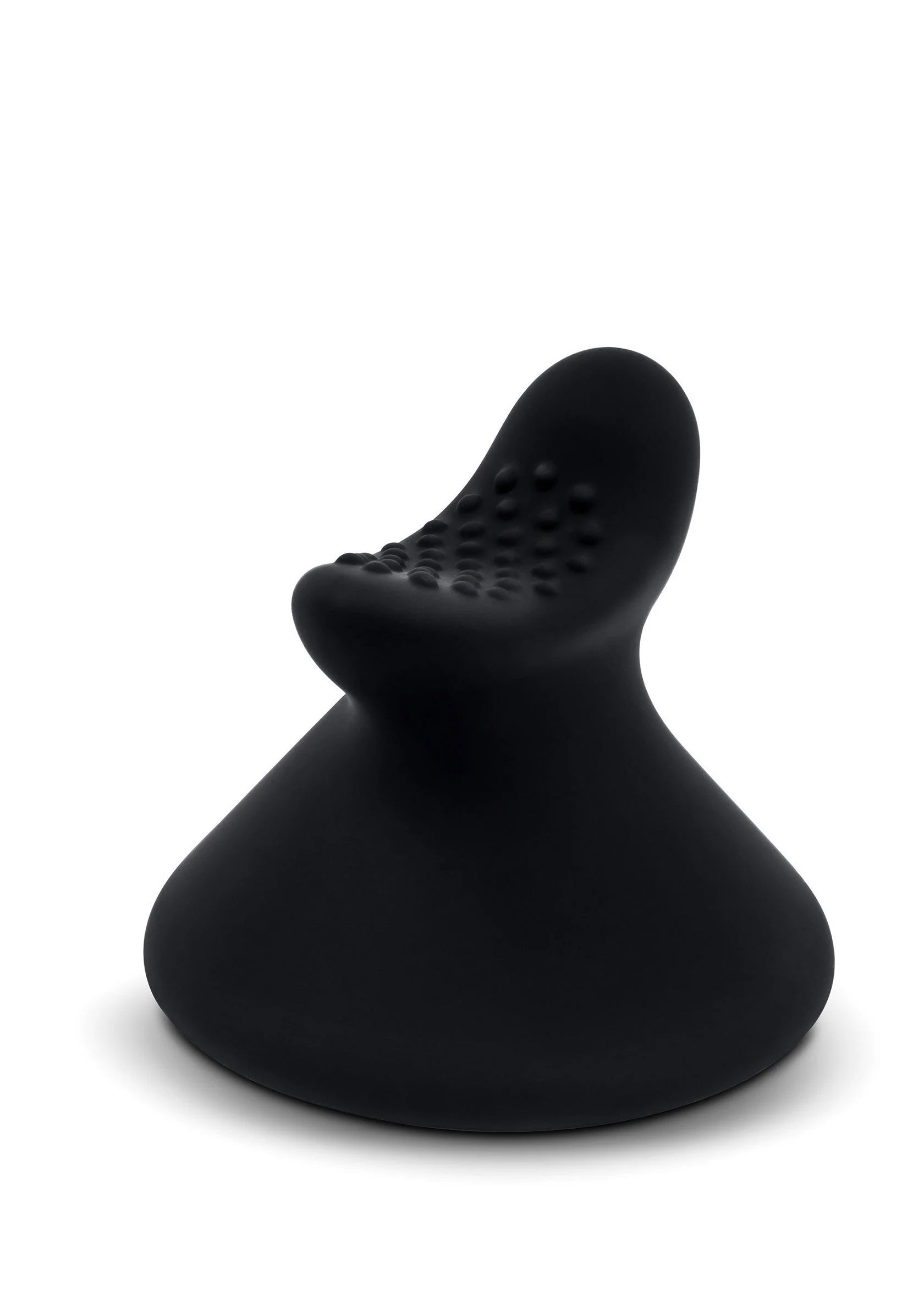 Zwarte siliconen kegel met reliëf gaatjes op de top en brede ronde voet