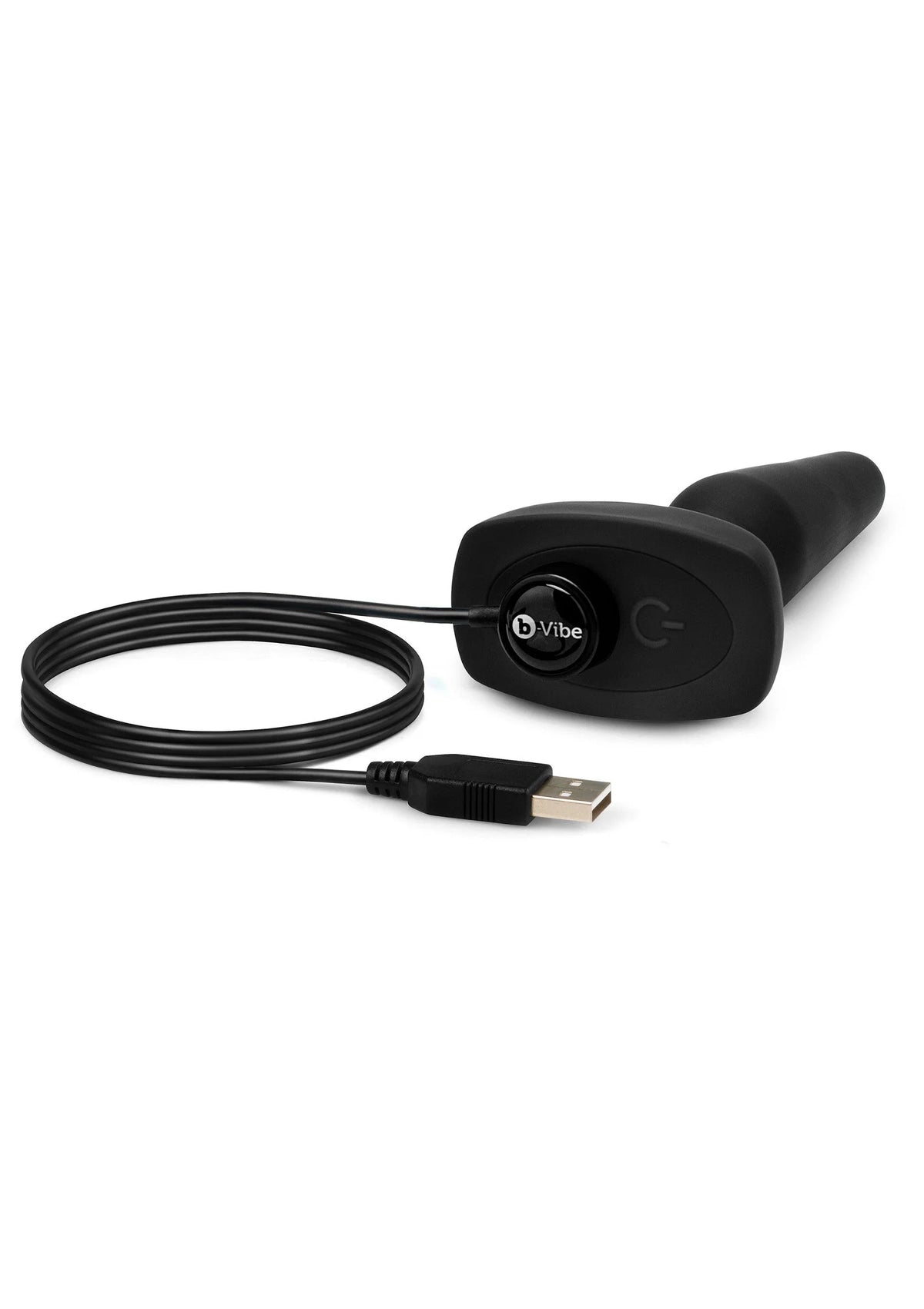 Zwarte anaale plug met kabel en bedieningsunit