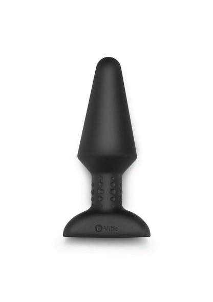 Zwarte anale plug XL met ribbelsteel en ronde basis