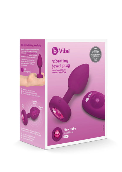 Verpakking van B-Vibe vibrerende jewel plug S/M paars