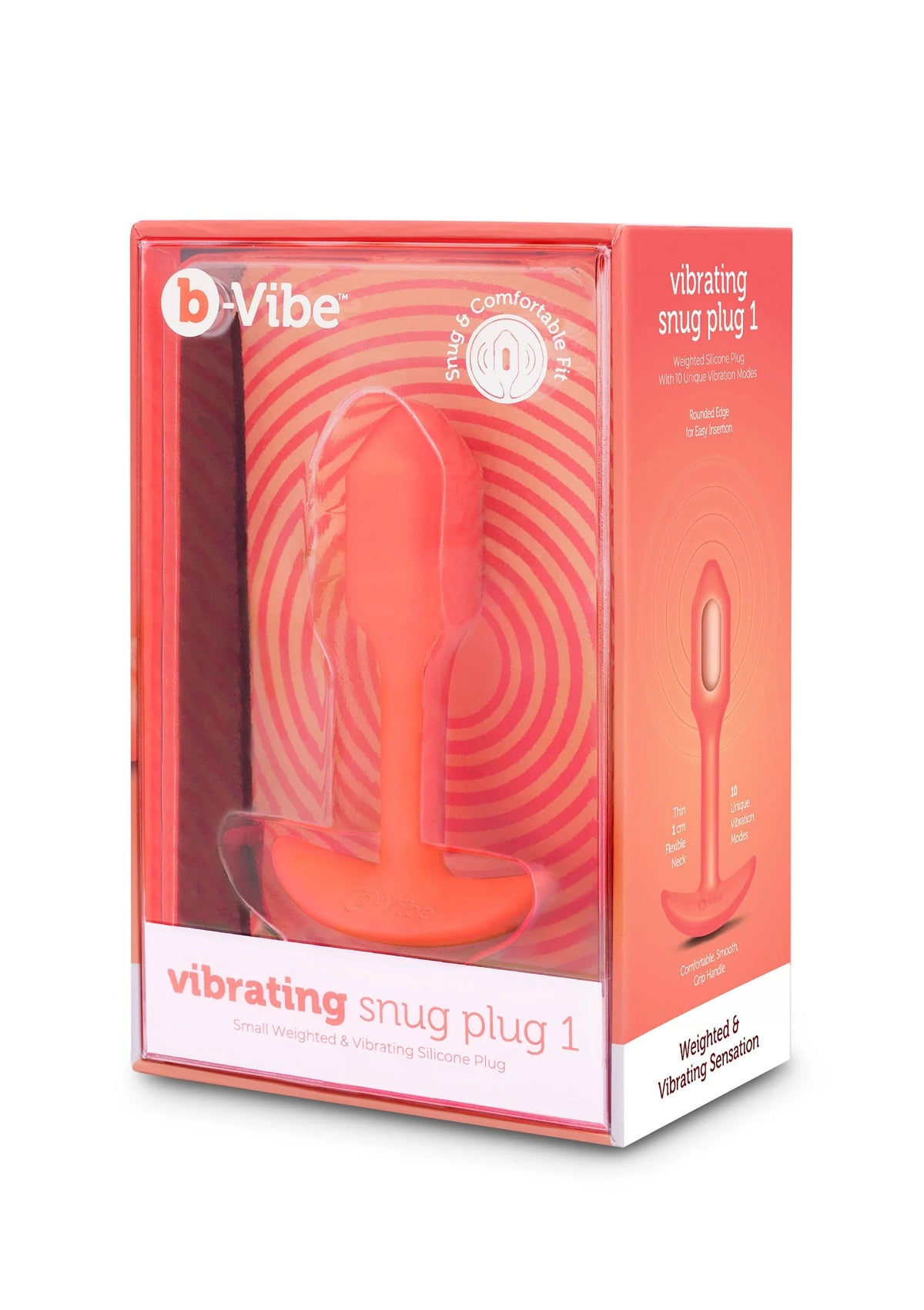 Doos van B-Vibe voor trilling snug plug met oranje plugillustratie