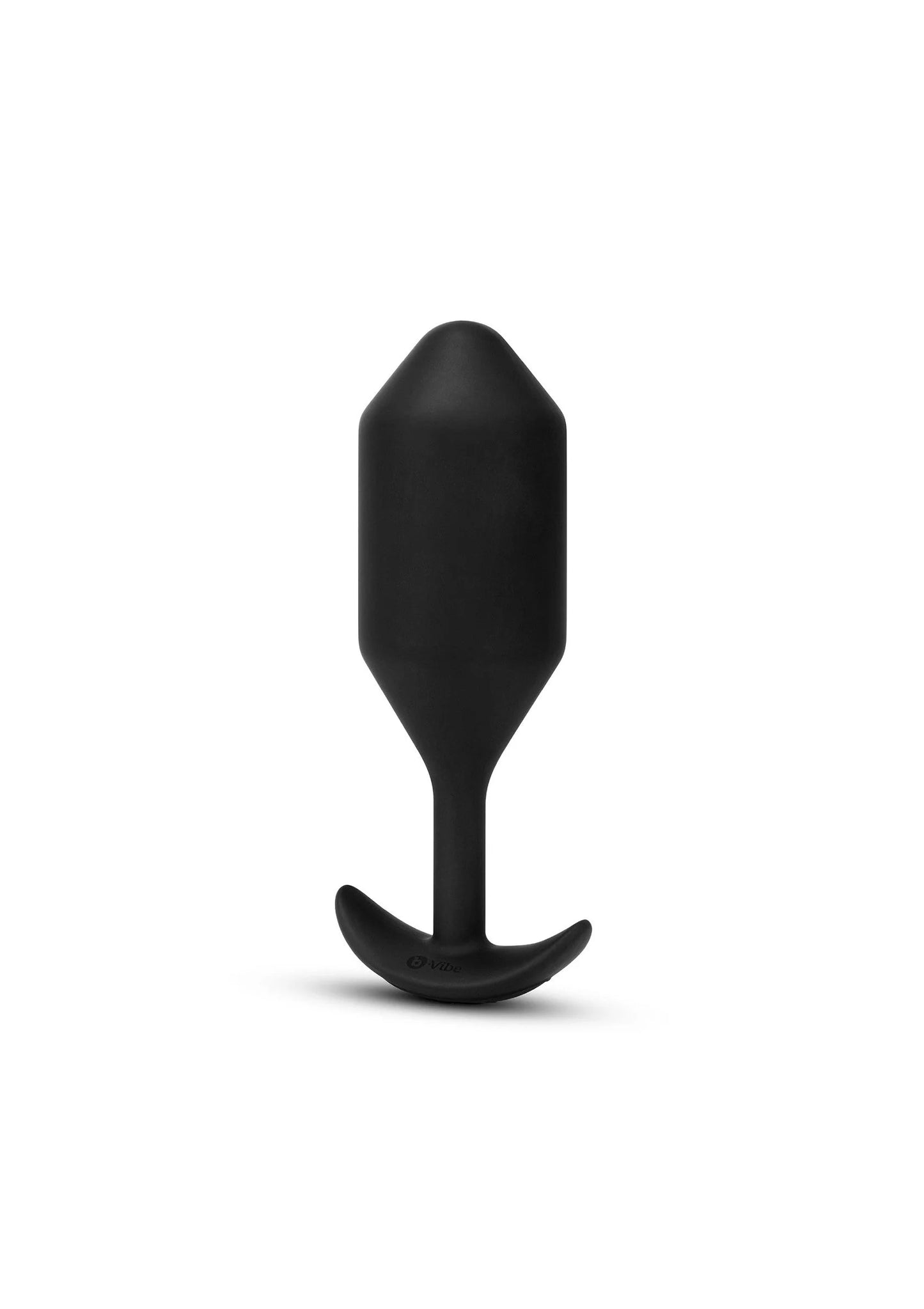 Zwarte vibrerende anale plug XXL in zijaanzicht met ronde flens onderaan.