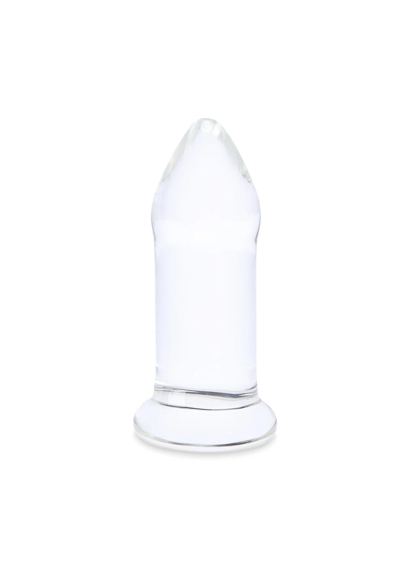 Anale dilator met kegelvormig uiteinde en brede voet, glad wit-transparant