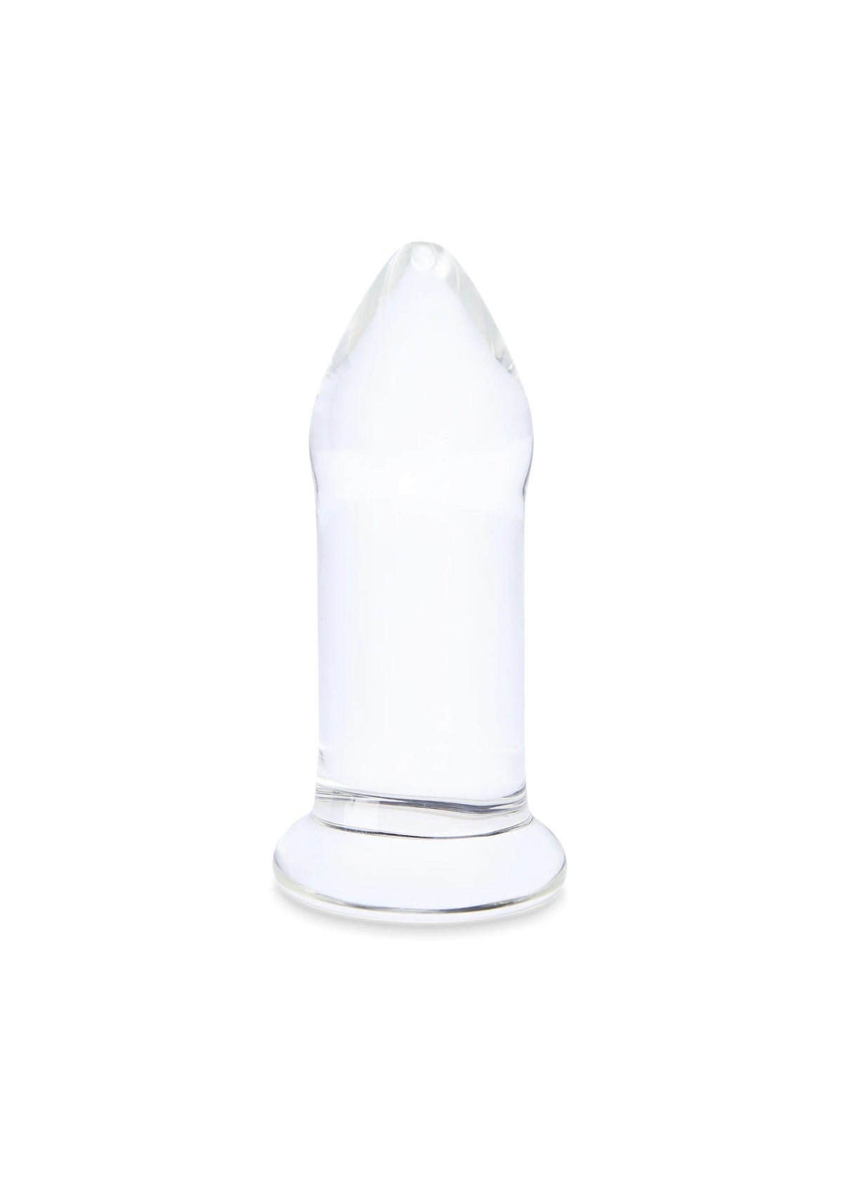 Anale dilator met kegelvormig uiteinde en brede voet, glad wit-transparant