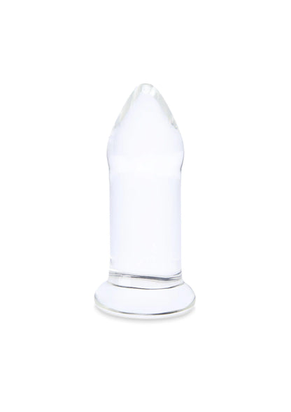 Anale dilator met kegelvormig uiteinde en brede voet, glad wit-transparant