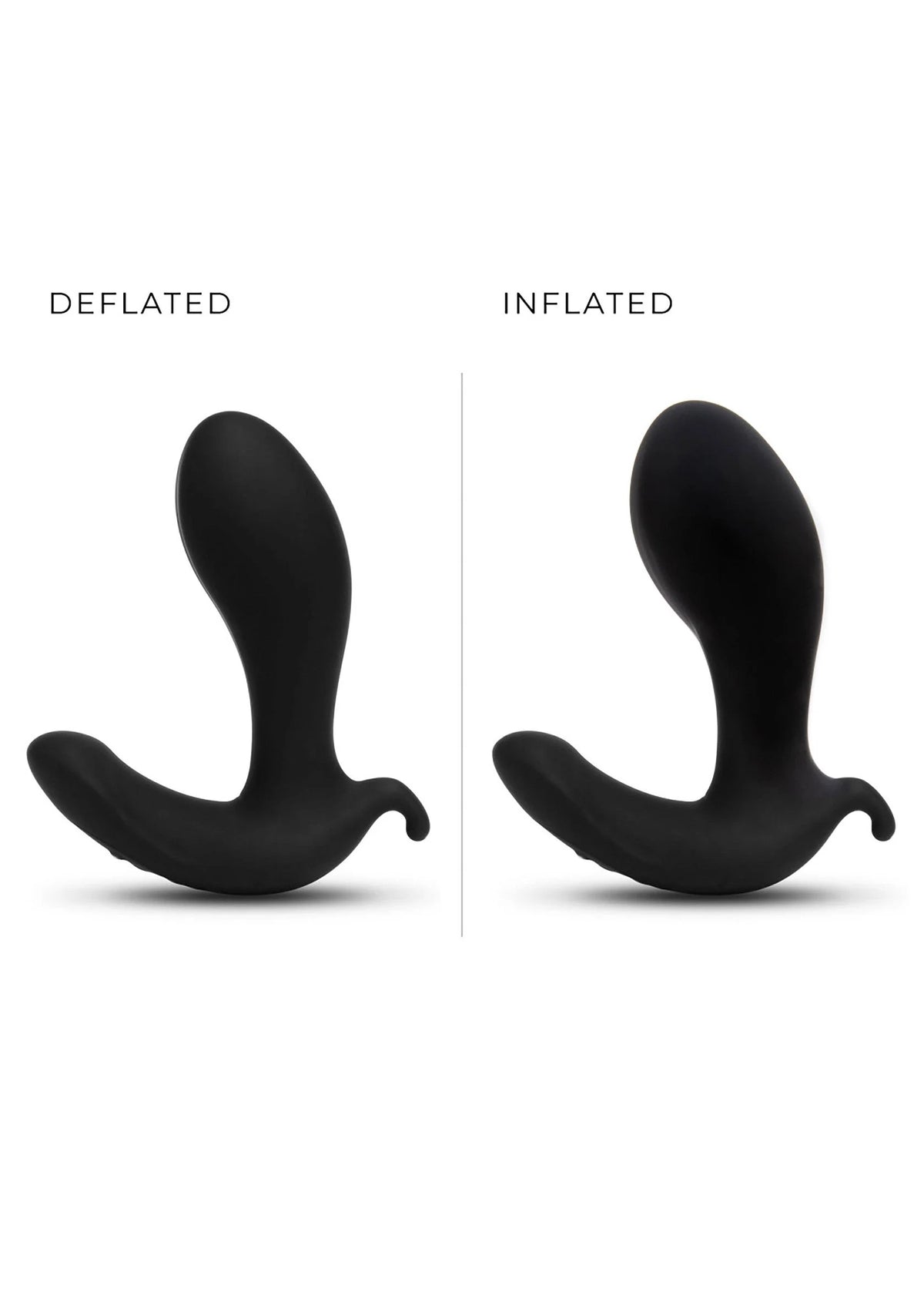 Anale plug in gedeformeerde en opgeblazen stand: deflated vs inflated.