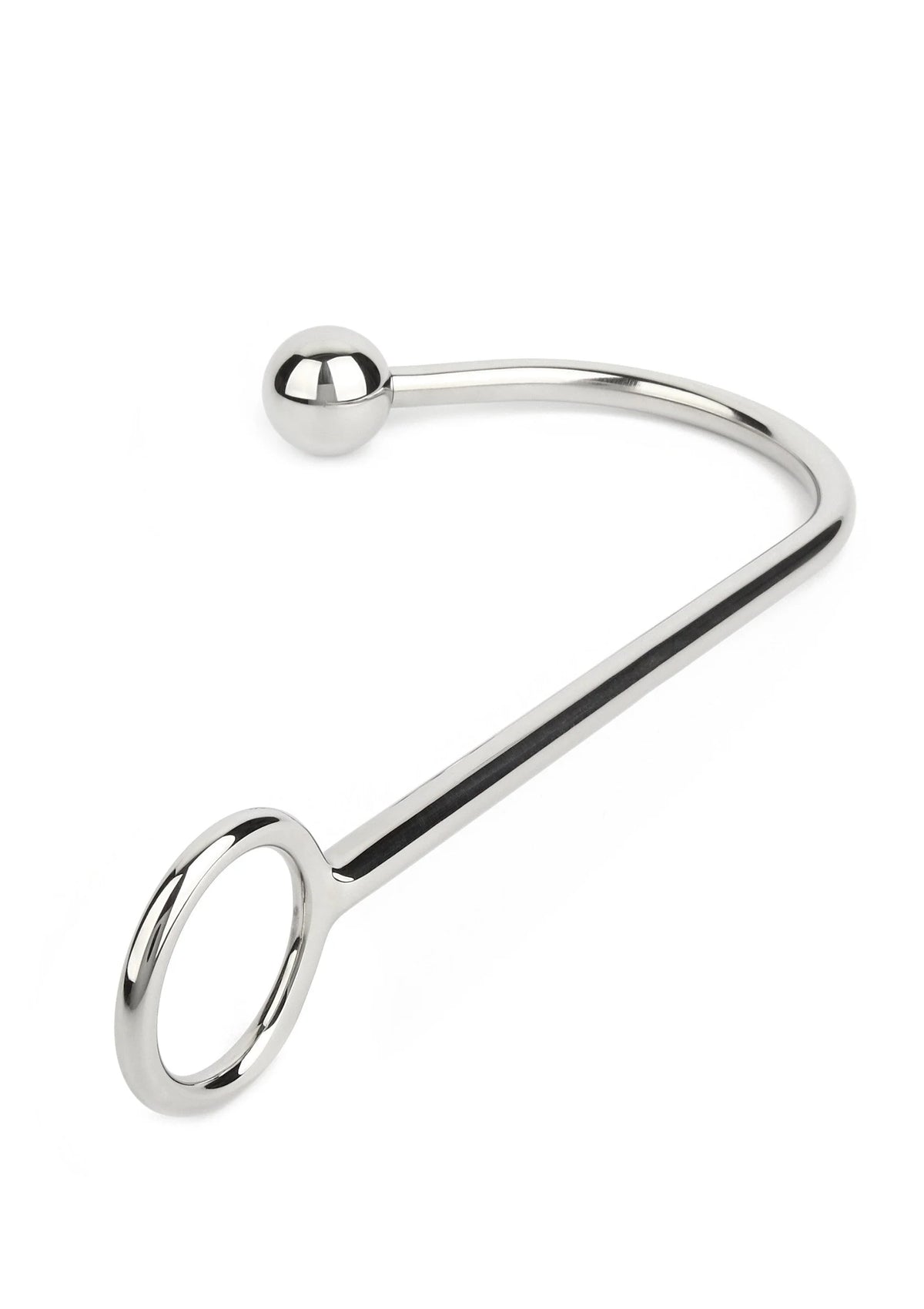 RVS bondage-haak met baluiteinde en grote ringopening, gebogen