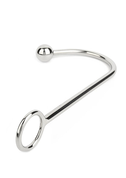 RVS bondage-haak met baluiteinde en grote ringopening, gebogen
