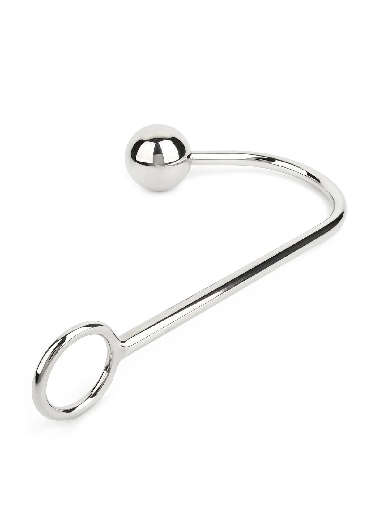 Bondage-haak met 50 mm bol van Mr. Steel, gebogen haak met bol en ringen