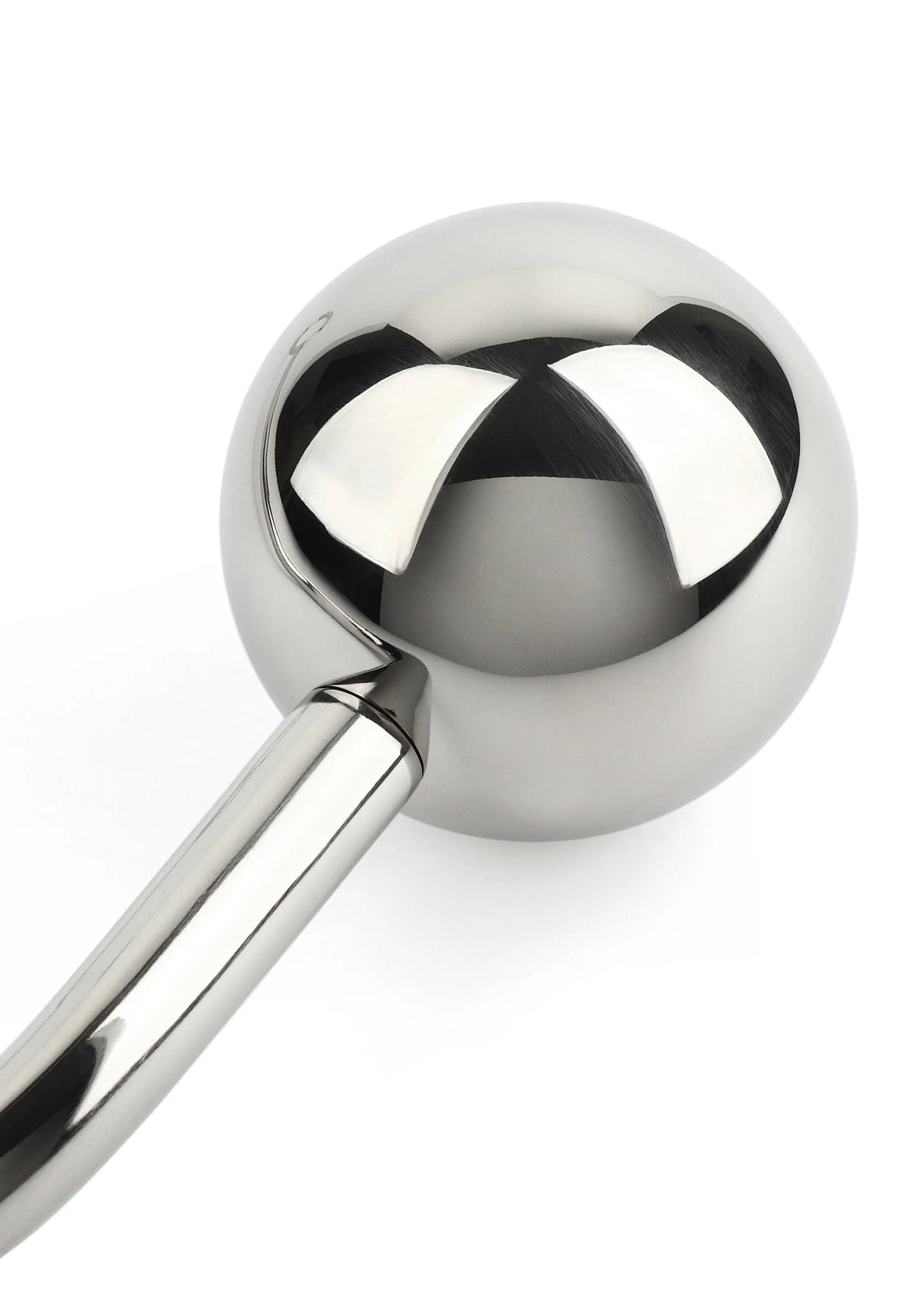 Bondage-haak met 50 mm bol van Mr. Steel, close-up glanzende bol en metalen steel
