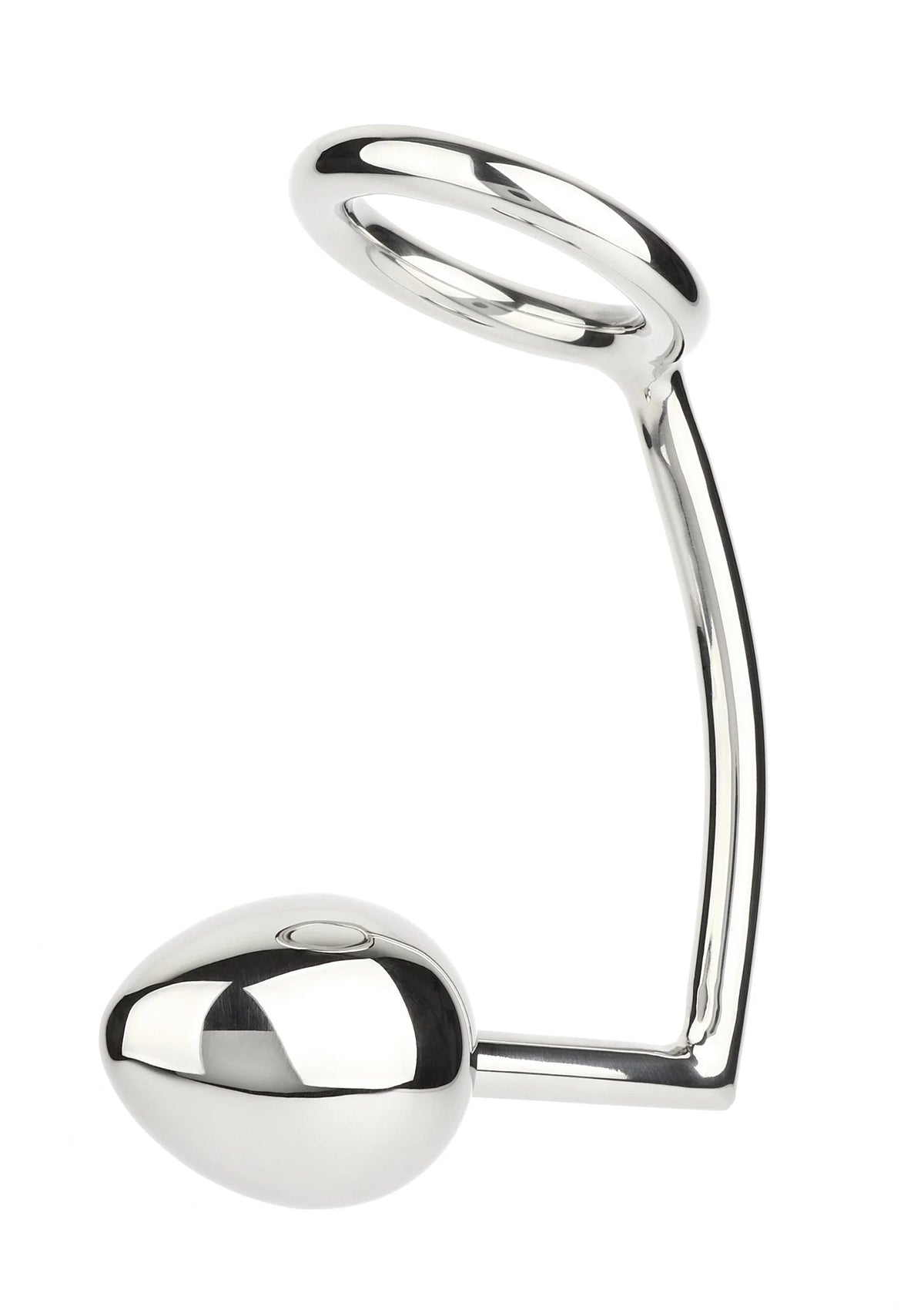 RVS lieshouder met ring en glanzende eierbal, 45 mm
