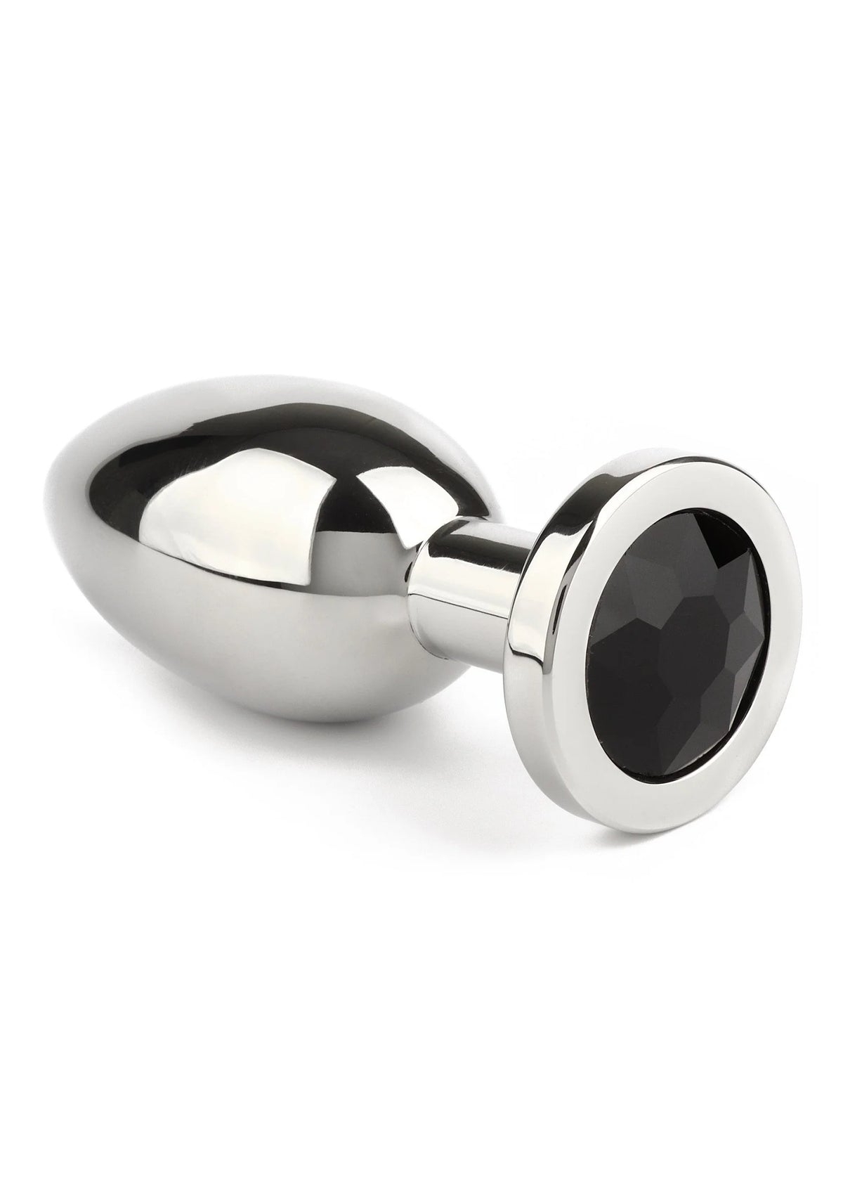 Mr. Steel anale plug met glanzend zwart juweel en metalen basis