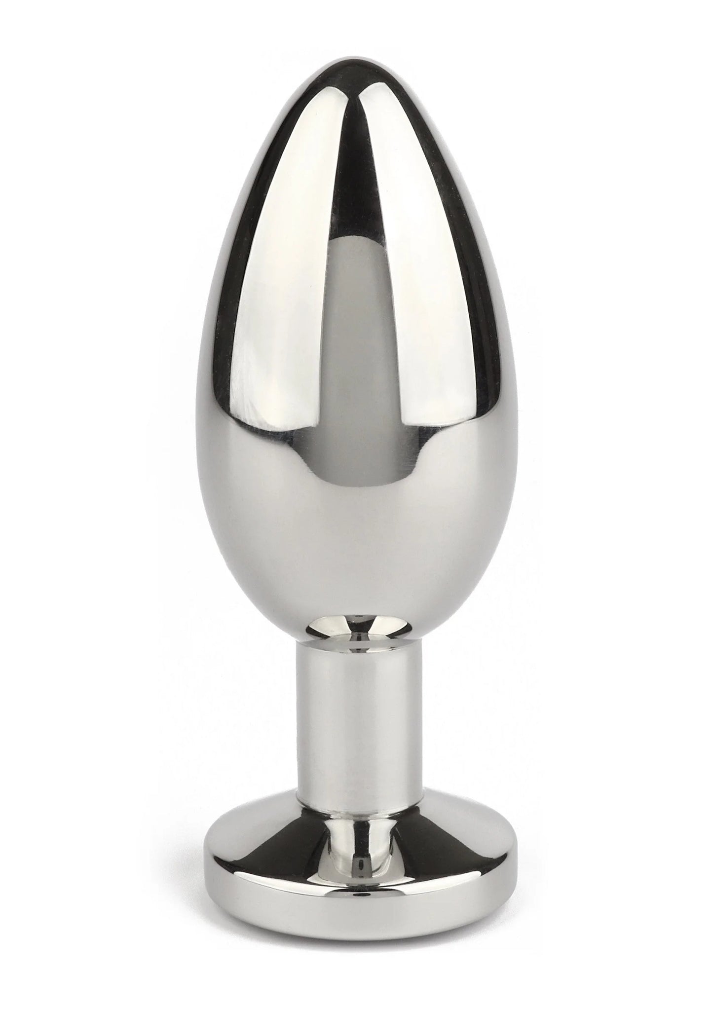 Metalen buttplug met kegelvormige top en platte ronde basis