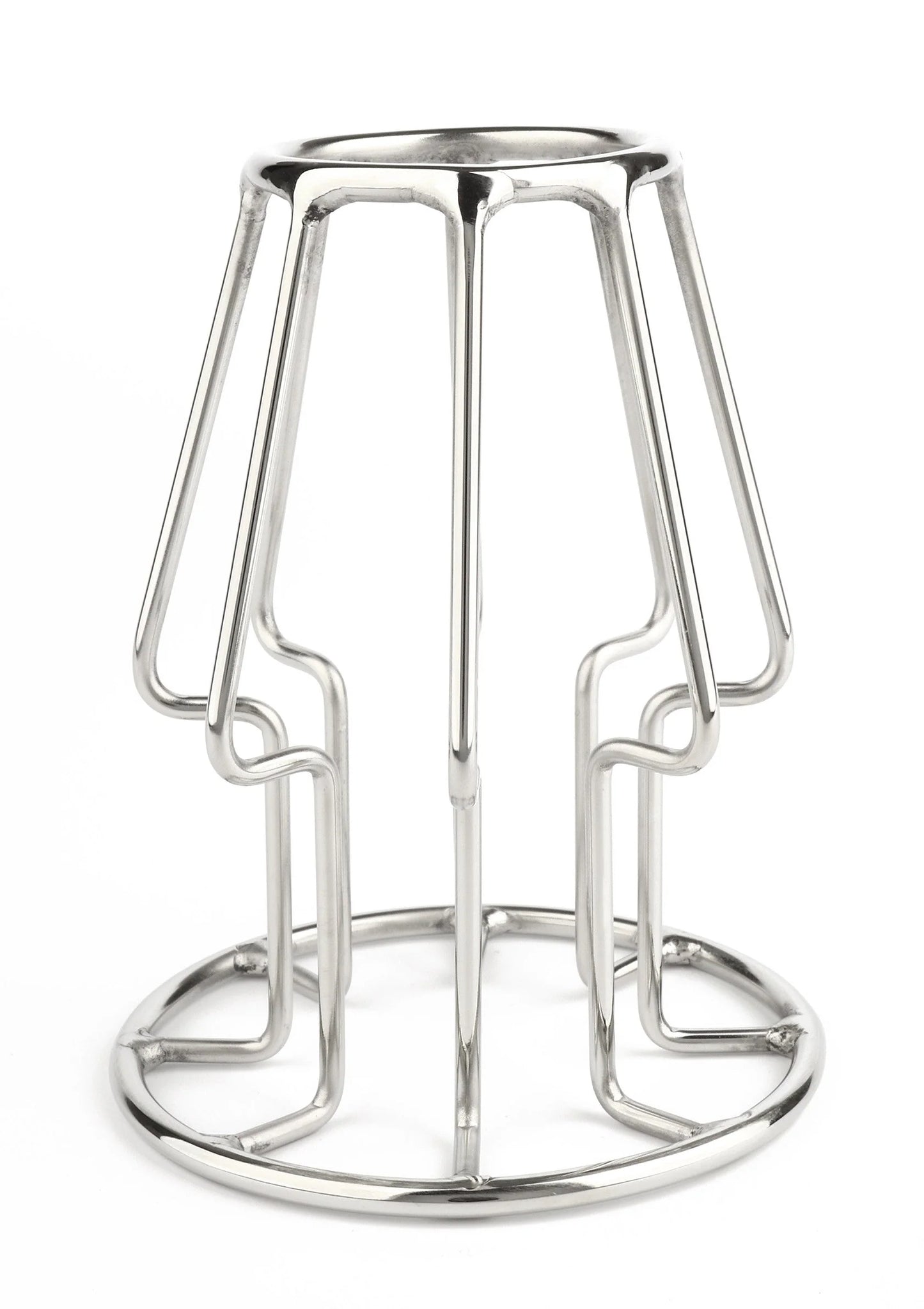 RVS trapezvormige anale plug (large) van voren met ronde basis en open kooi