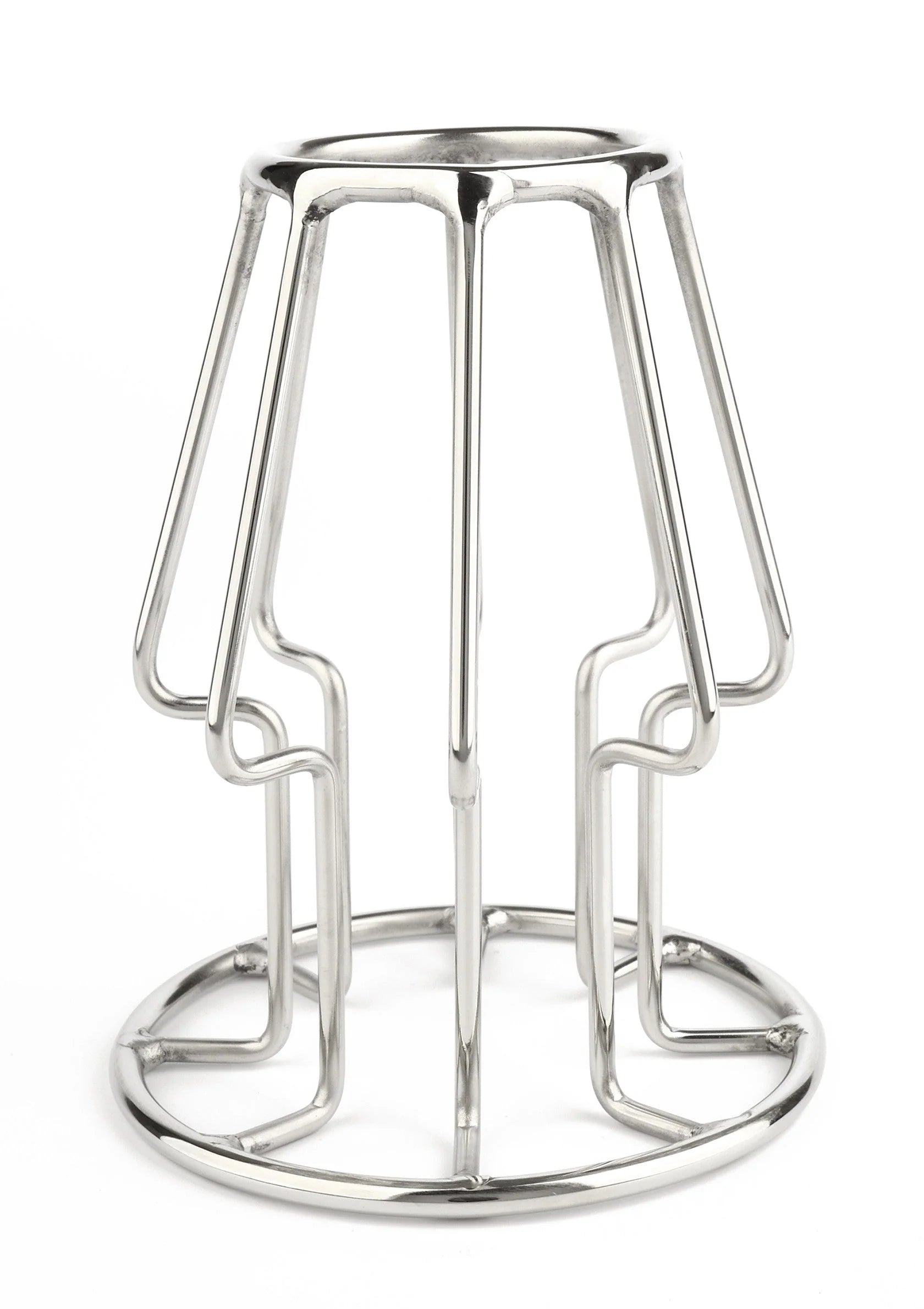 RVS trapezvormige anale plug (large) van voren met ronde basis en open kooi