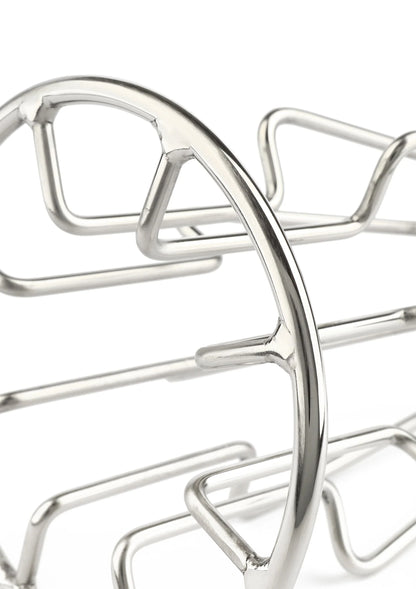 Trapeziumvormige metalen anaalplug met afgeronde randen en kruisende stangen