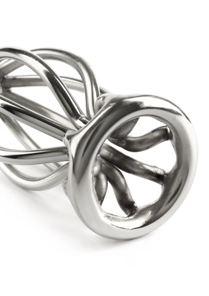 Kleine metalen staaldraad-plug met ronde kooi en hartvormige ring