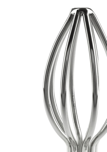 Ronde metalen wire plug met glanzende lussen en ringrand