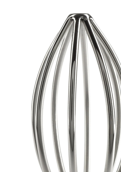 Ronde metalen draadplug, glanzend nikkelachtig, met open ringvormige draden