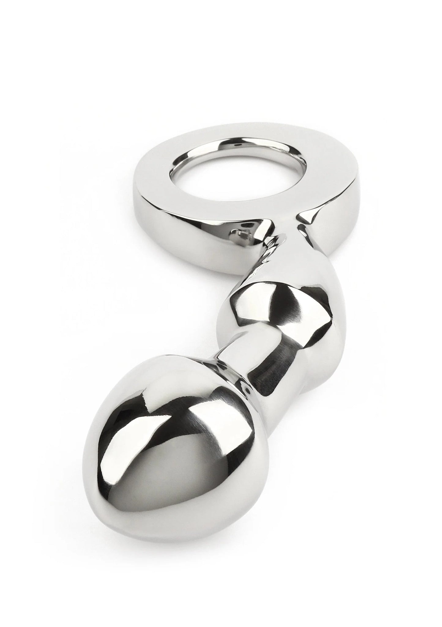 Ronde metalen plug met opstaande ring, glanzend zilverkleurig