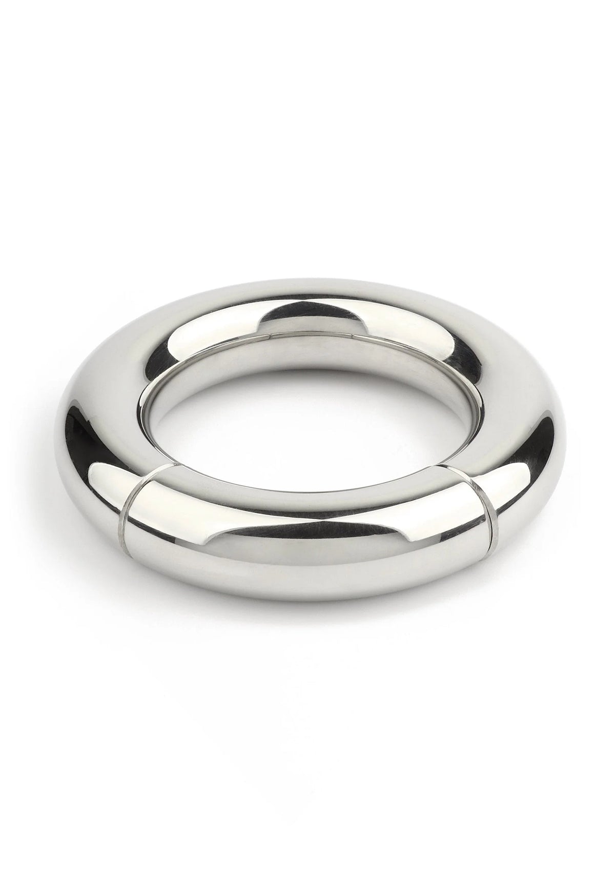 Glanzende zilverkleurige metalen gewichtsring, ronde stackable uitvoering