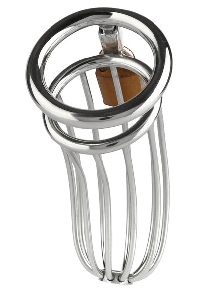 Metalen kooi met ring en verticale staven, zilverkleurig, Mr. Steel