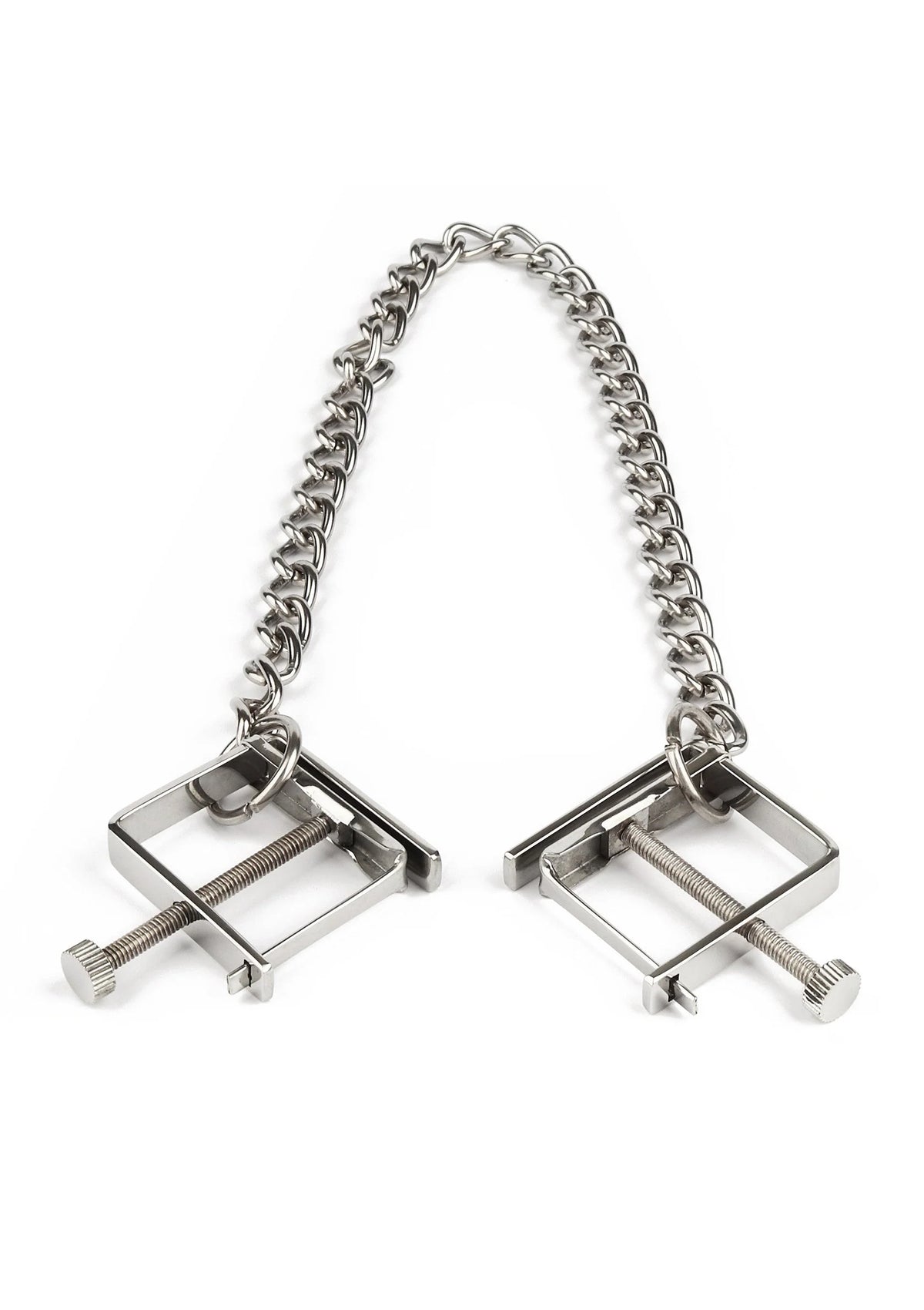 Nippelklemmen met ketting van metaal: twee klemmen met schroefjes