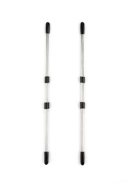 RVS nippelstokken met zwarte klemmen, set van twee, 20 cm