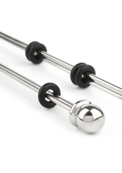 Nippelstiften met metalen stangen, zwarte ringen en ronde kogelpunten, 20 cm