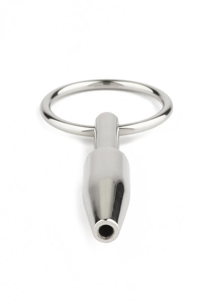 Open plug met ringlus, zilverkleurig met afgeronde punt