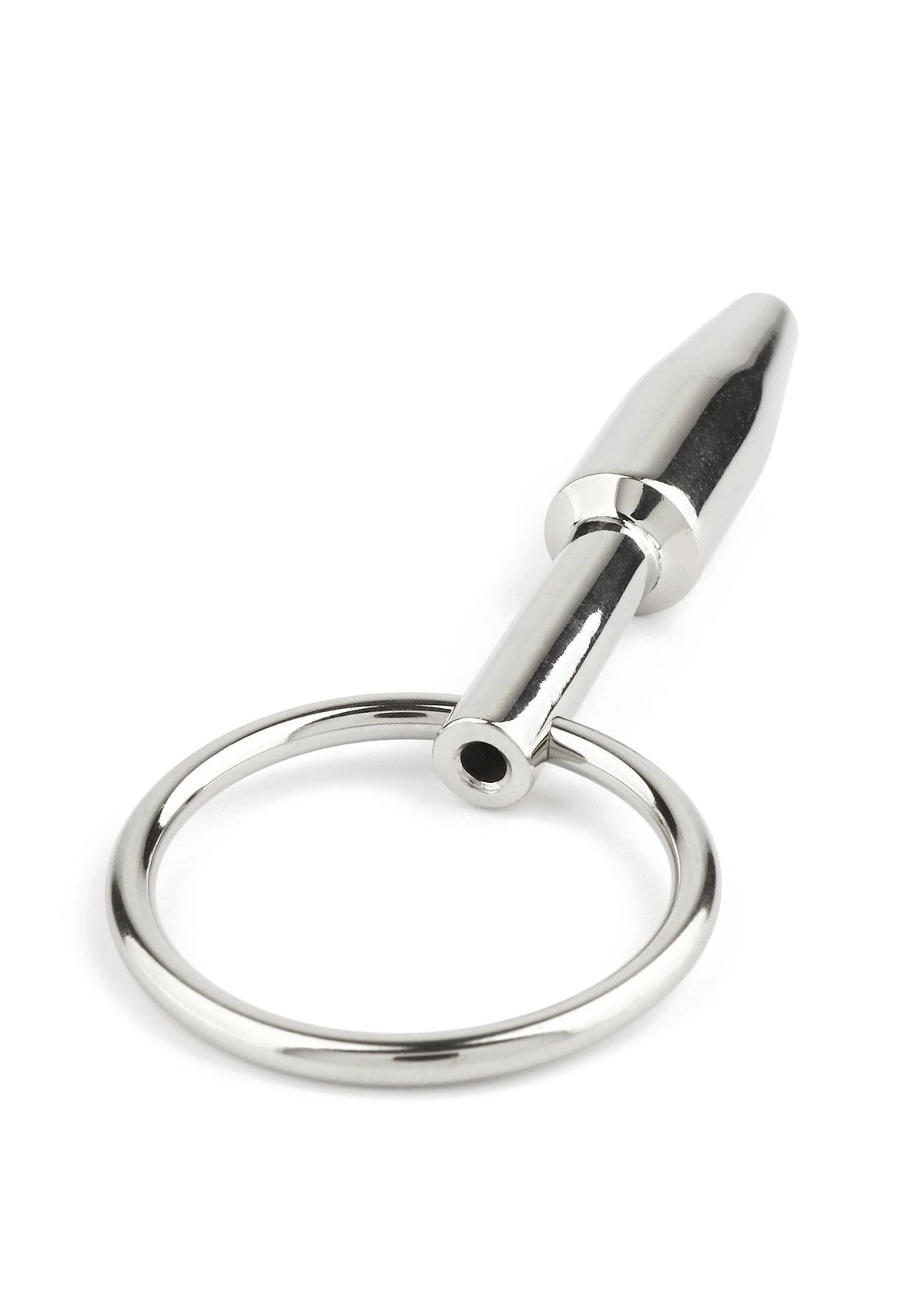 Metalen open plug met ringlus en ronde opening aan de basis