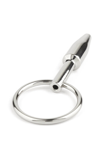 Metalen open plug met ringlus en ronde opening aan de basis