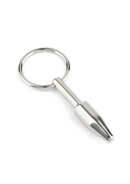 Metalen anale plug met ronde draagring, zilverkleurig, Mr. Steel