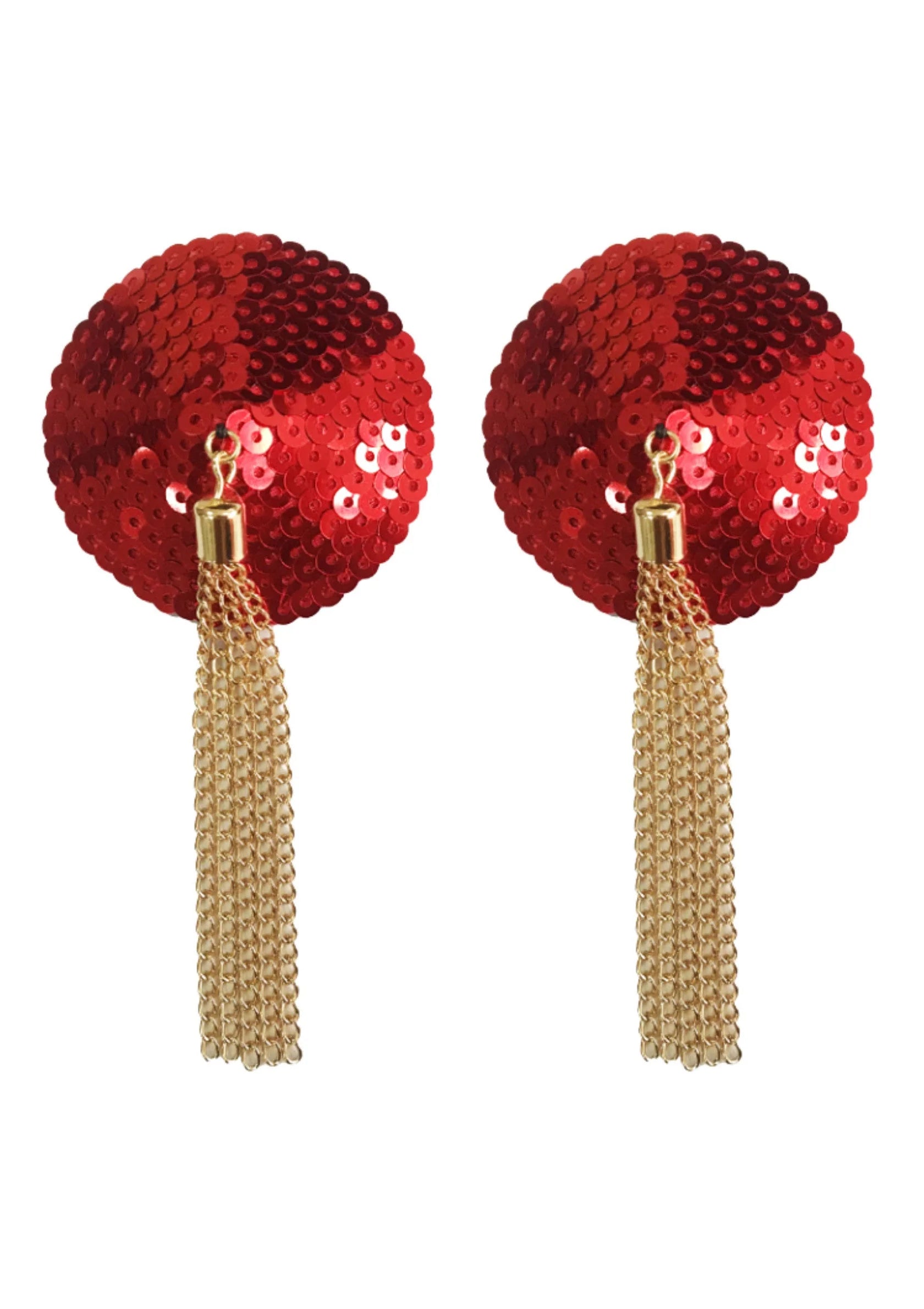 Beste vandaag nog: Sequin Nipple Covers w Chain by Kinky Diva - bij Happytoys Sexshop: Toys for Feeling Happy & Easy 😊 - Rood - 70831 - RED - O/S