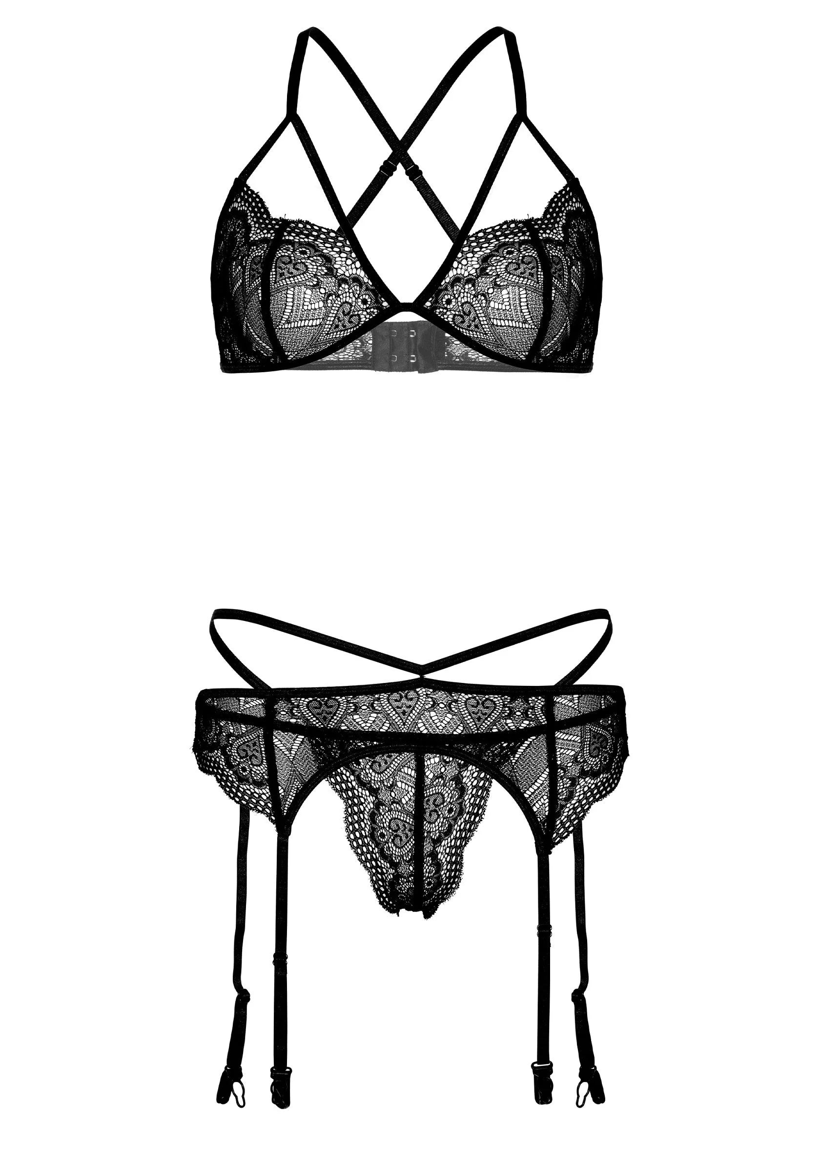 Beste vandaag nog: 4PC Garter Lingerie Set - bij Happytoys Sexshop: online sex shop for Feeling Happy & Easy 😊
