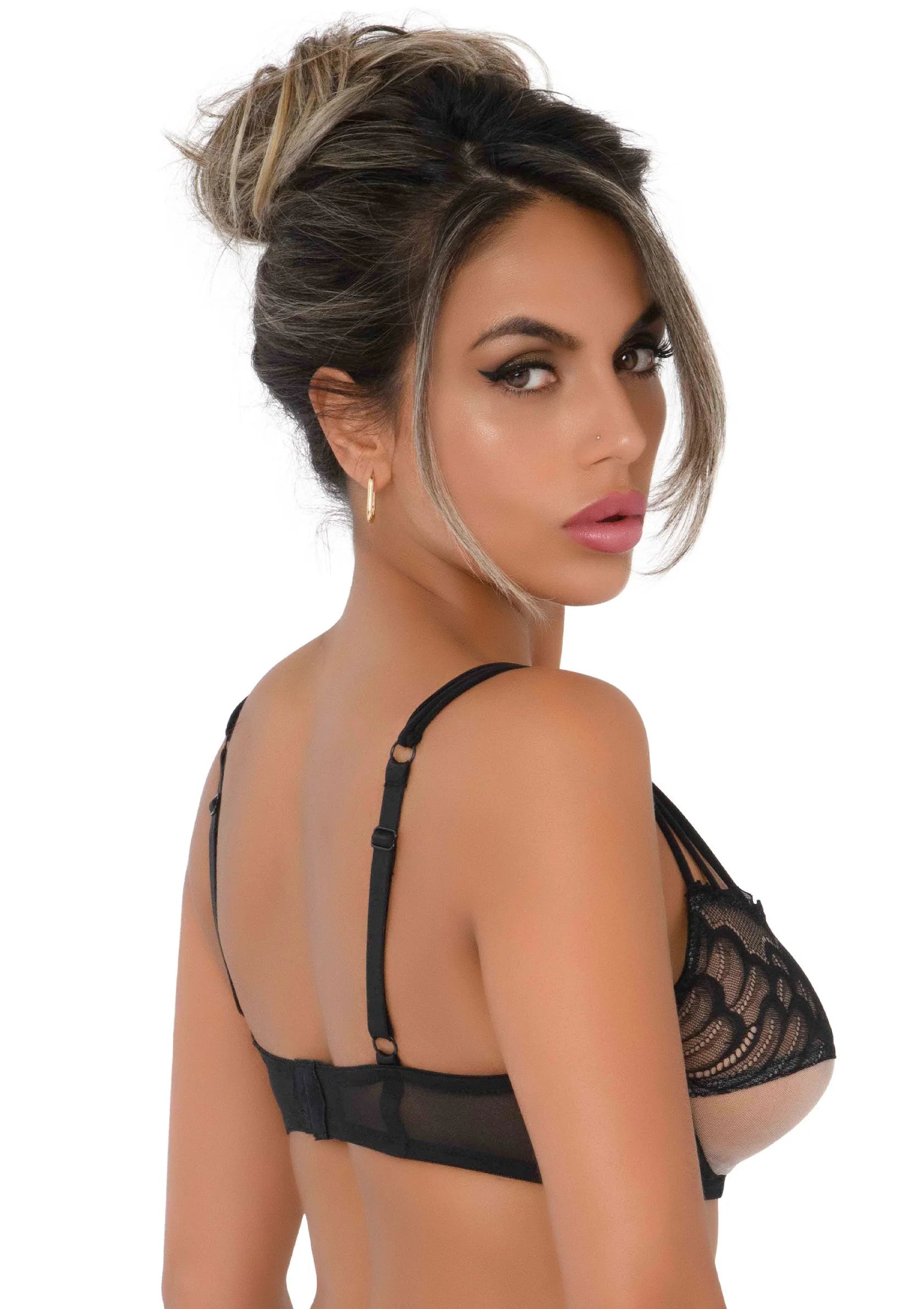 Bestel: Unlined bra with faux underbust - bij Happytoys: de erotische sex webshop | liever Happy dan Easy ⭐⭐⭐⭐⭐ - Default Title - 76233 - BLACK - 75C