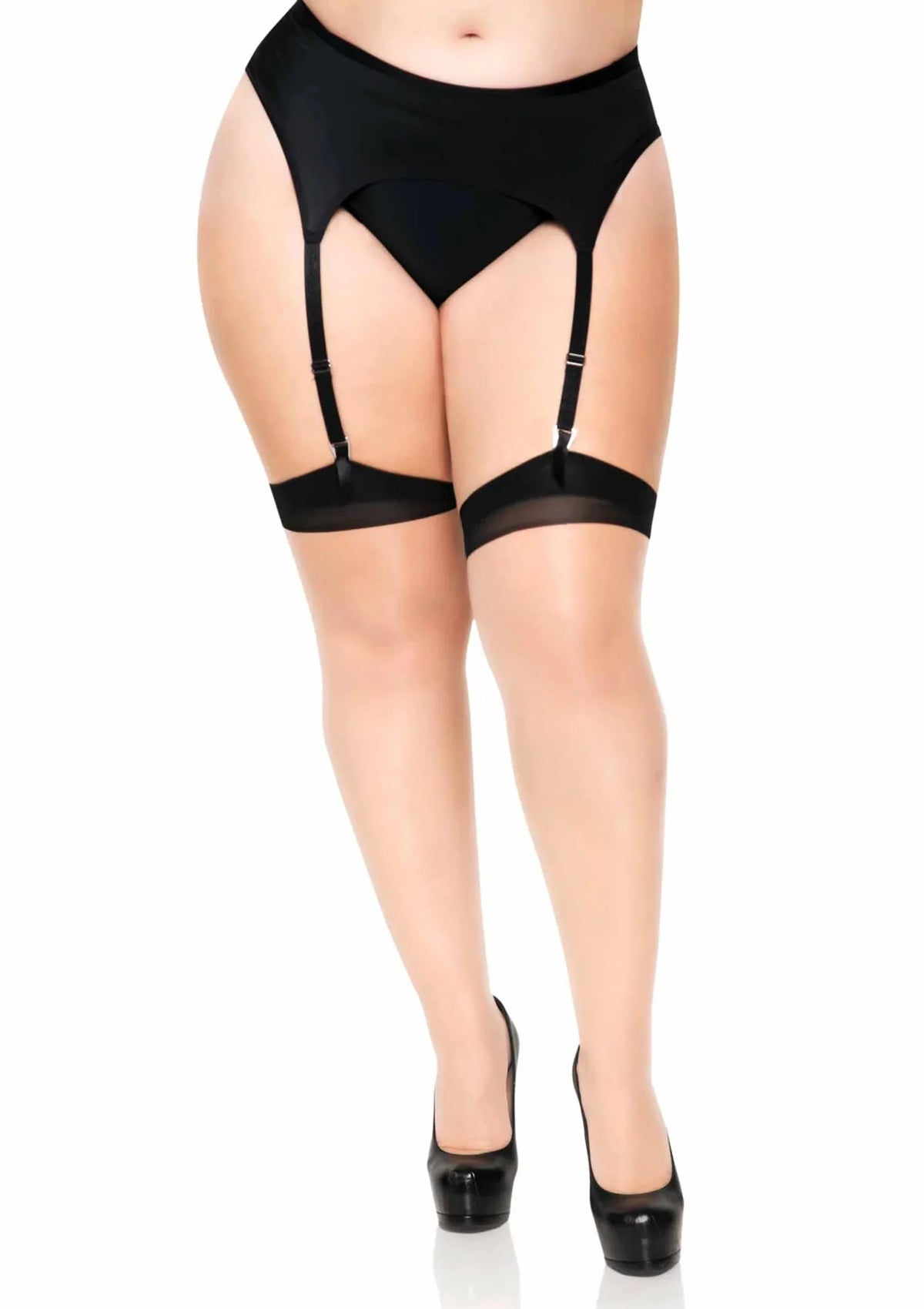 Beste vandaag nog: Plus Elastane 2 - tone Stockings with Backseam - bij Happytoys Sexshop: online sex shop for Feeling Happy & Easy 😊 - Default Title - 82001 - BLACK - PLUS