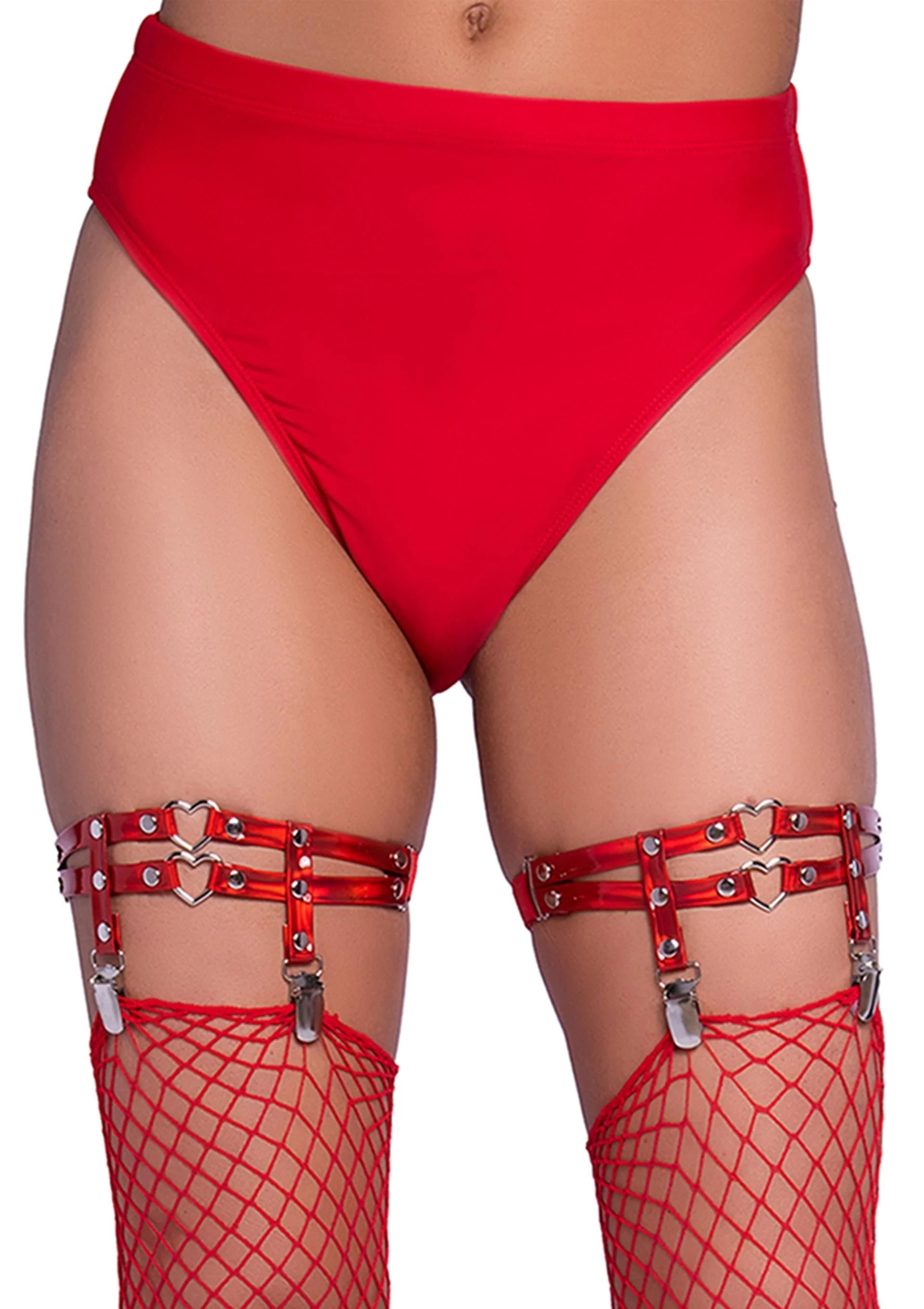 Beste vandaag nog: Studded Thigh High Garter with Mini Hearts - bij Happytoys Sexshop: online sex shop for Feeling Happy & Easy 😊 - Default Title - 82014 - RED - O/S