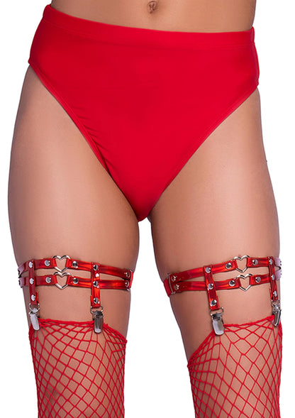 Beste vandaag nog: Studded Thigh High Garter with Mini Hearts - bij Happytoys Sexshop: online sex shop for Feeling Happy & Easy 😊 - Default Title - 82014 - RED - O/S