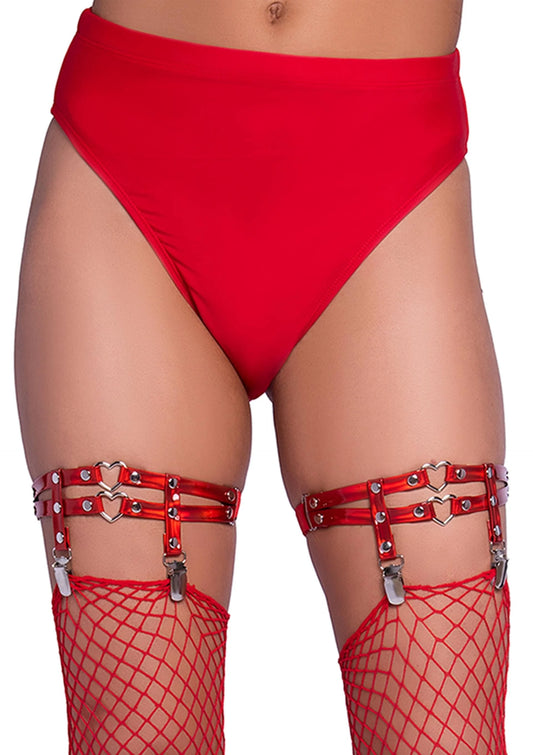 Beste vandaag nog: Studded Thigh High Garter with Mini Hearts - bij Happytoys Sexshop: online sex shop for Feeling Happy & Easy 😊 - Default Title - 82014 - RED - O/S