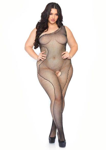Beste vandaag nog: Plus Bodystocking with Net Accent - bij Happytoys Sexshop: online sex shop for Feeling Happy & Easy 😊 - Default Title - 82059 - BLACK - 1X/2X