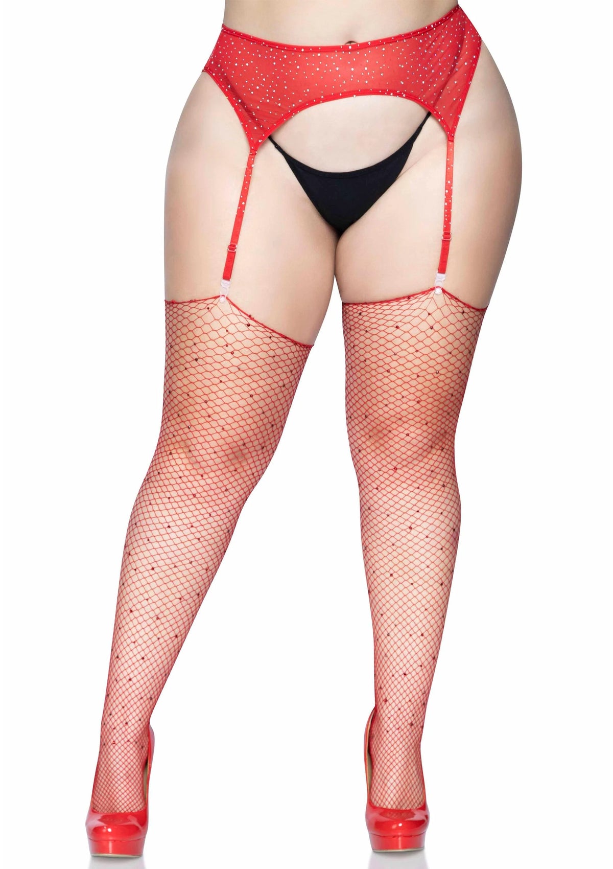 Beste vandaag nog: Plus Rhinestone Fishnet Stockings - bij Happytoys Sexshop: online sex shop for Feeling Happy & Easy 😊 - Default Title - 82089 - RED - 1X/2X