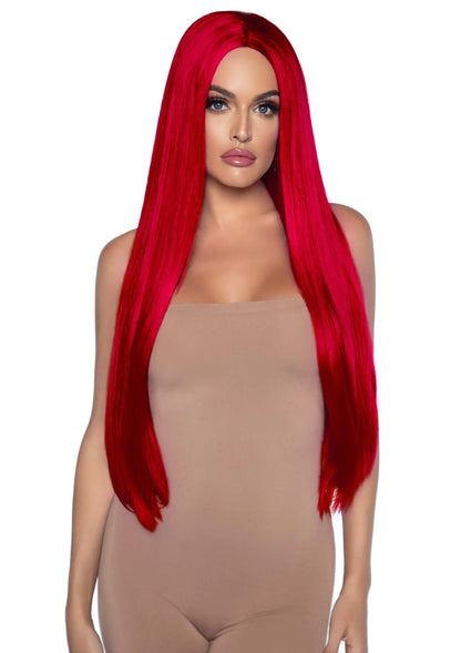 Beste vandaag nog: Long Straight Center Part Wig - bij Happytoys Sexshop: online sex shop for Feeling Happy & Easy 😊 - Default Title - 82098 - RED - O/S