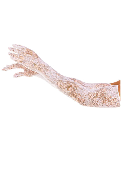 Beste vandaag nog: Opera Length Floral Net Gloves - bij Happytoys Sexshop: online sex shop for Feeling Happy & Easy 😊 - Default Title - 82109 - WHITE - O/S