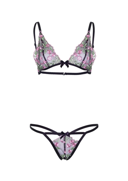Bestel: Floral Sheer Bra and String - bij Happytoys: de erotische sex webshop | liever Happy dan Easy ⭐⭐⭐⭐⭐