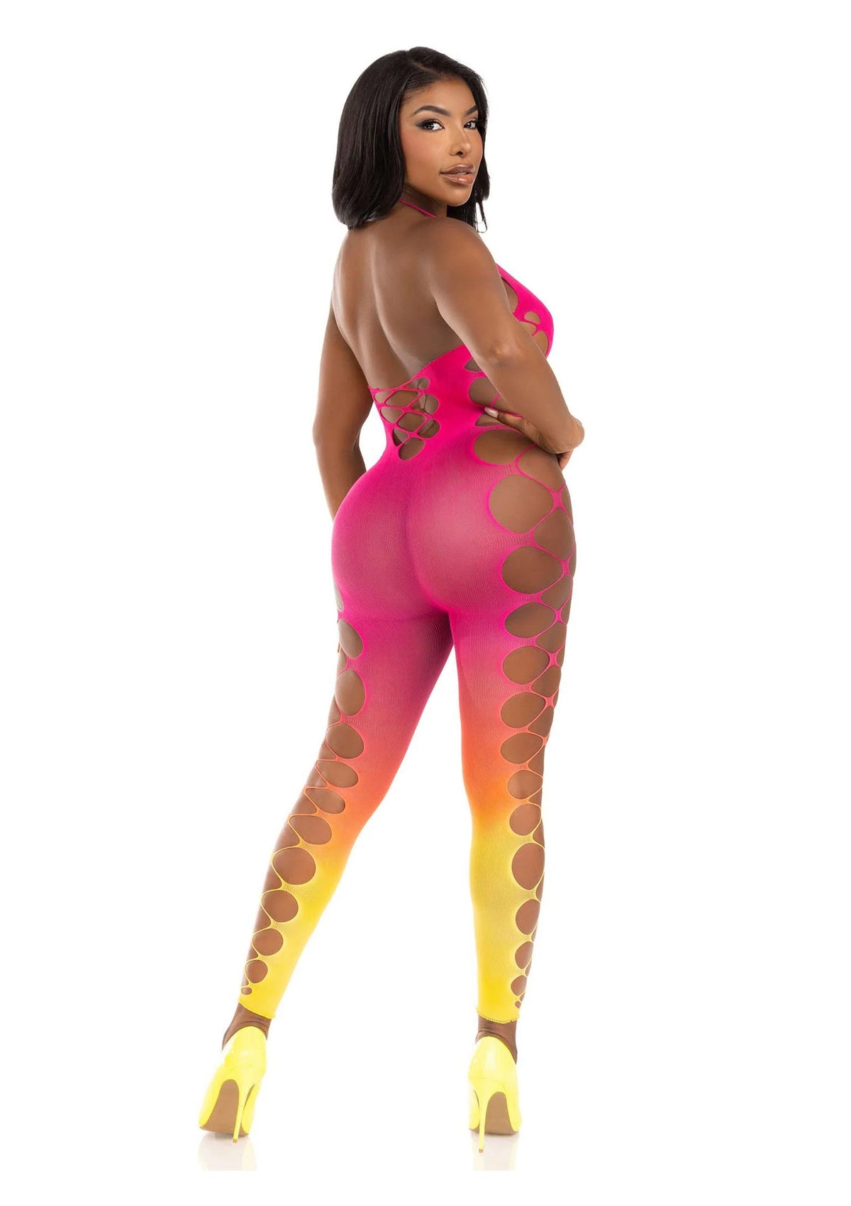 Beste vandaag nog: Ombre Faux Lace Up Footless Bodystocking - bij Happytoys Sexshop: online sex shop for Feeling Happy & Easy 😊