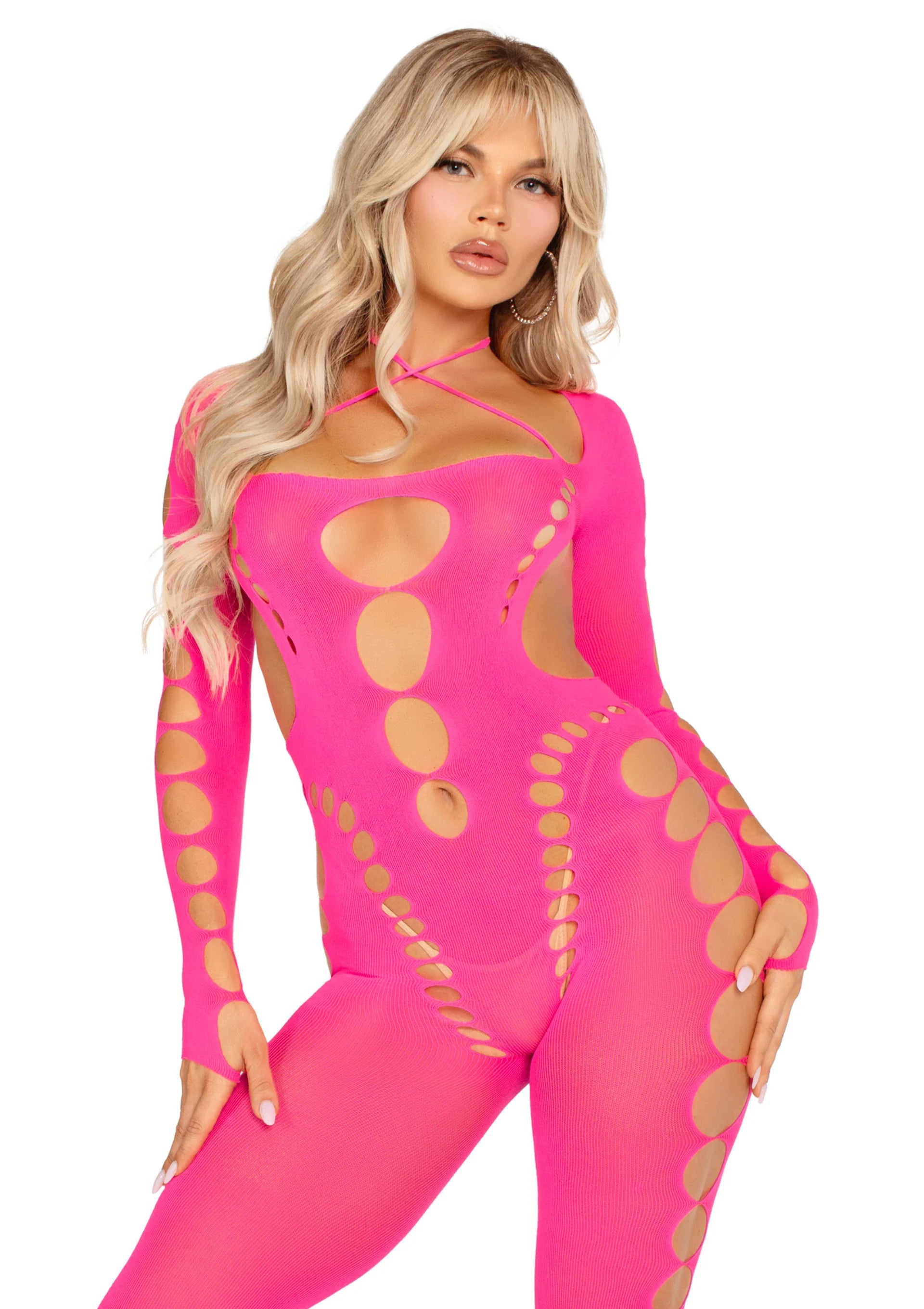 Beste vandaag nog: Opaque Cut - Out Footless Bodystocking - bij Happytoys Sexshop: online sex shop for Feeling Happy & Easy 😊 - Default Title - 86642 - PINK - O/S