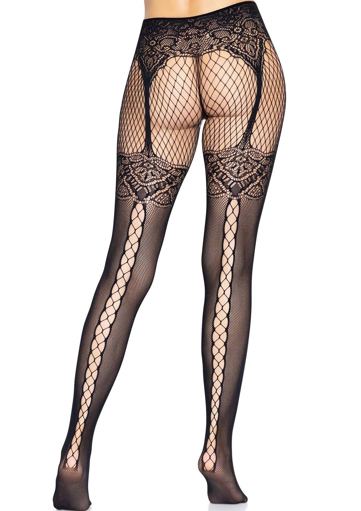 Fishnet Tights with Lace Up Backseam