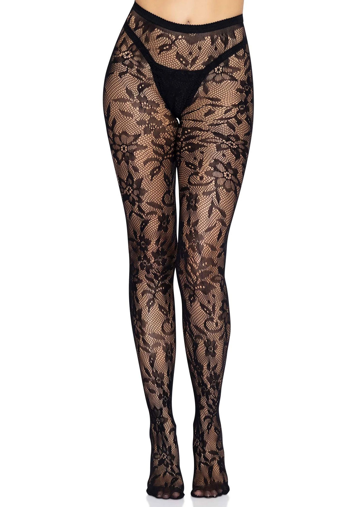 Bestel: Seamless Floral Lace Pantyhose - bij Happytoys: de erotische sex webshop | liever Happy dan Easy ⭐⭐⭐⭐⭐