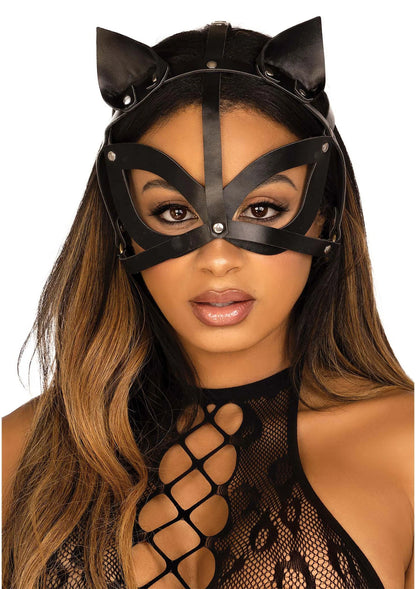 Bestel: Vegan Leather Studded Cat Mask - bij Happytoys: de erotische sex webshop | liever Happy dan Easy ⭐⭐⭐⭐⭐